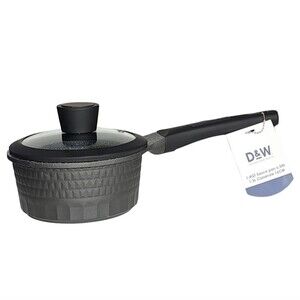 D&W Premiwm Cookware 6.3" Saucepan Casserole with Lid Non Stick Aluminum 1.4Qt